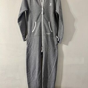 The Norwegian original Onepiece Charcoal Jumpsuit hooded,pockets long sleeves.